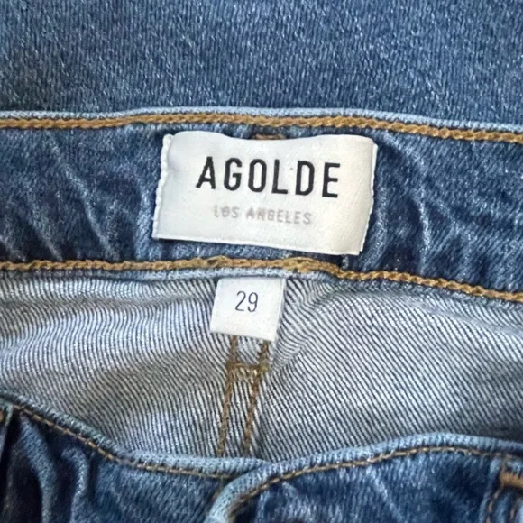 Agolde Kye Mid Rise Straight Ankle Crop Medium Blue Denim Jeans Women's Size 29